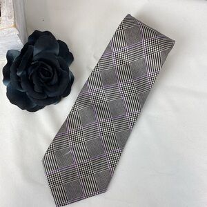 Ralph Lauren Polo 100% Silk Tan & Black Stripe Print Business Tie
